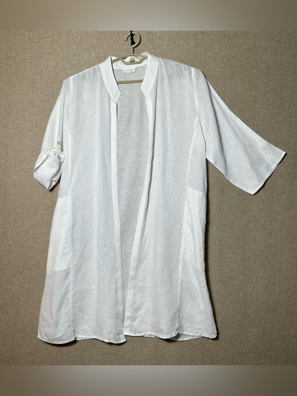 Pure Jill Linen Cardigan Jacket Womens Medium White Open Beach Breathable Resort